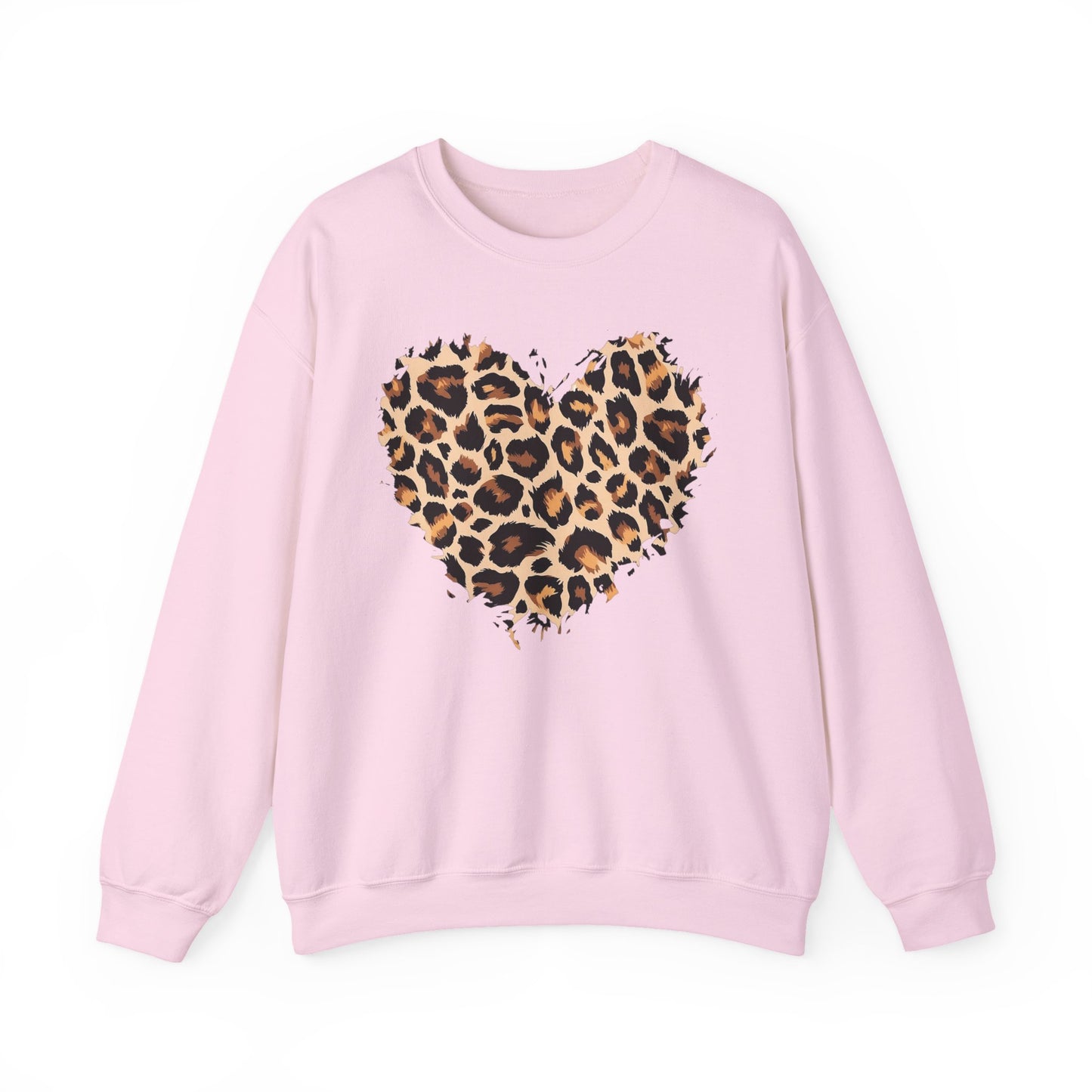Leopard Heart Crewneck Sweatshirt - Animal Print Heart Pullover