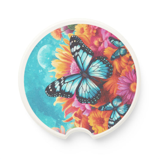 Butterfly Meadow Car Coaster — Soapstone Drink Holder