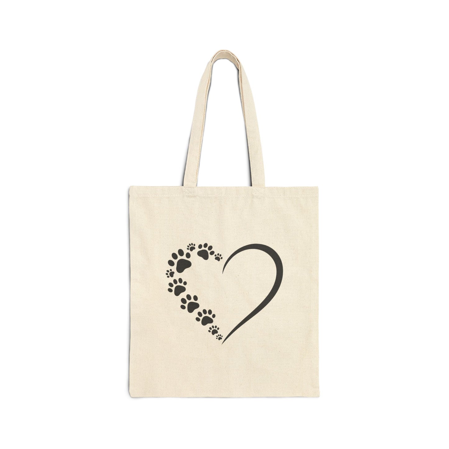 Canvas Tote Bag — Paw Print Heart Dog Lover Tote