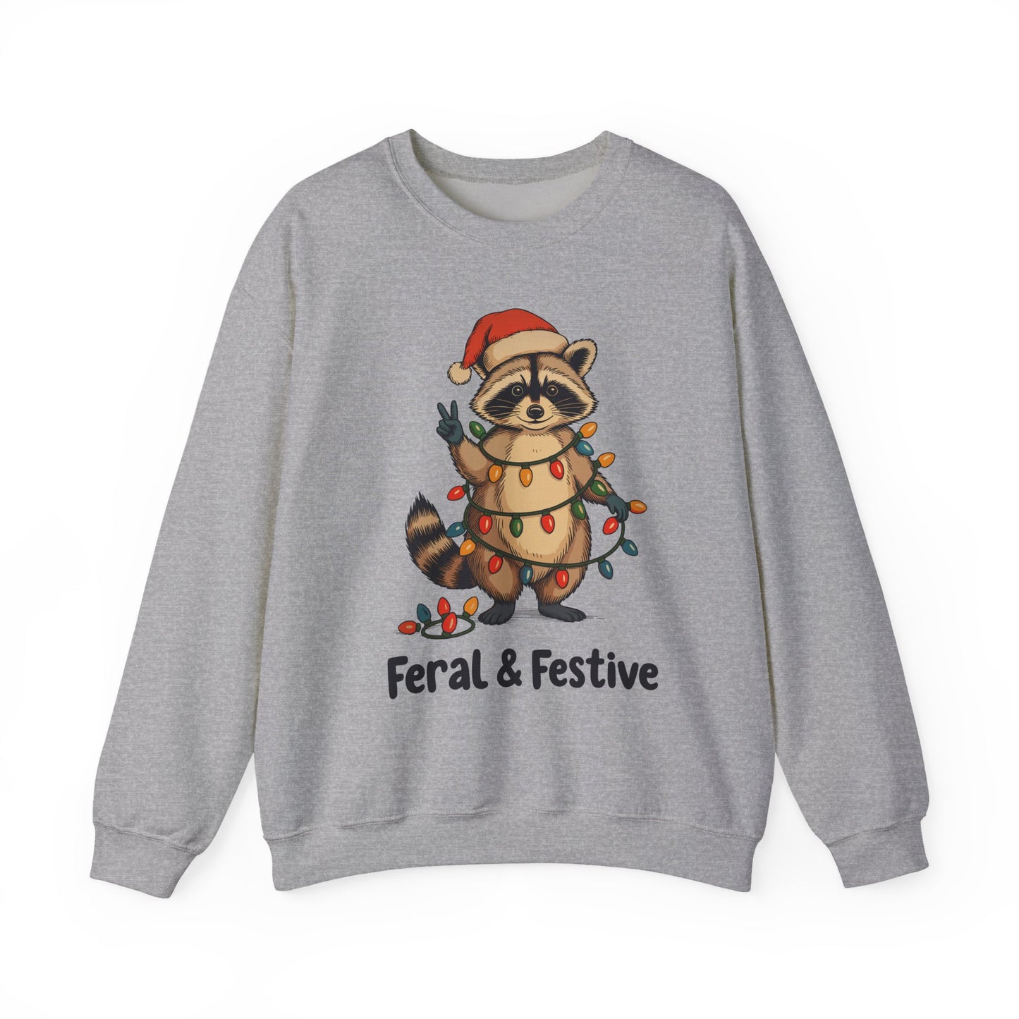 Crewneck Sweatshirt — Feral & Festive Raccoon Christmas Crewneck