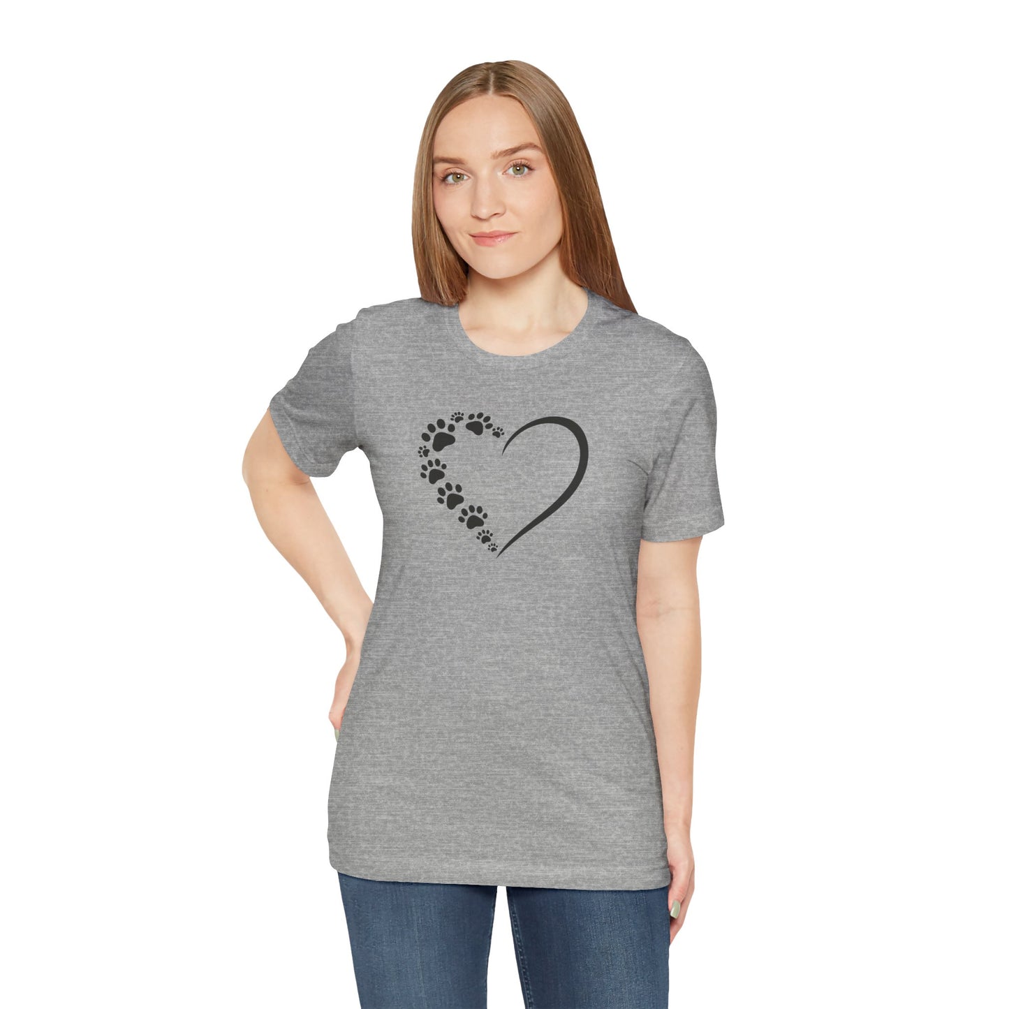 Pet Paw Heart T‑Shirt — Paw Print Heart Graphic Tee for Dog & Cat Lovers