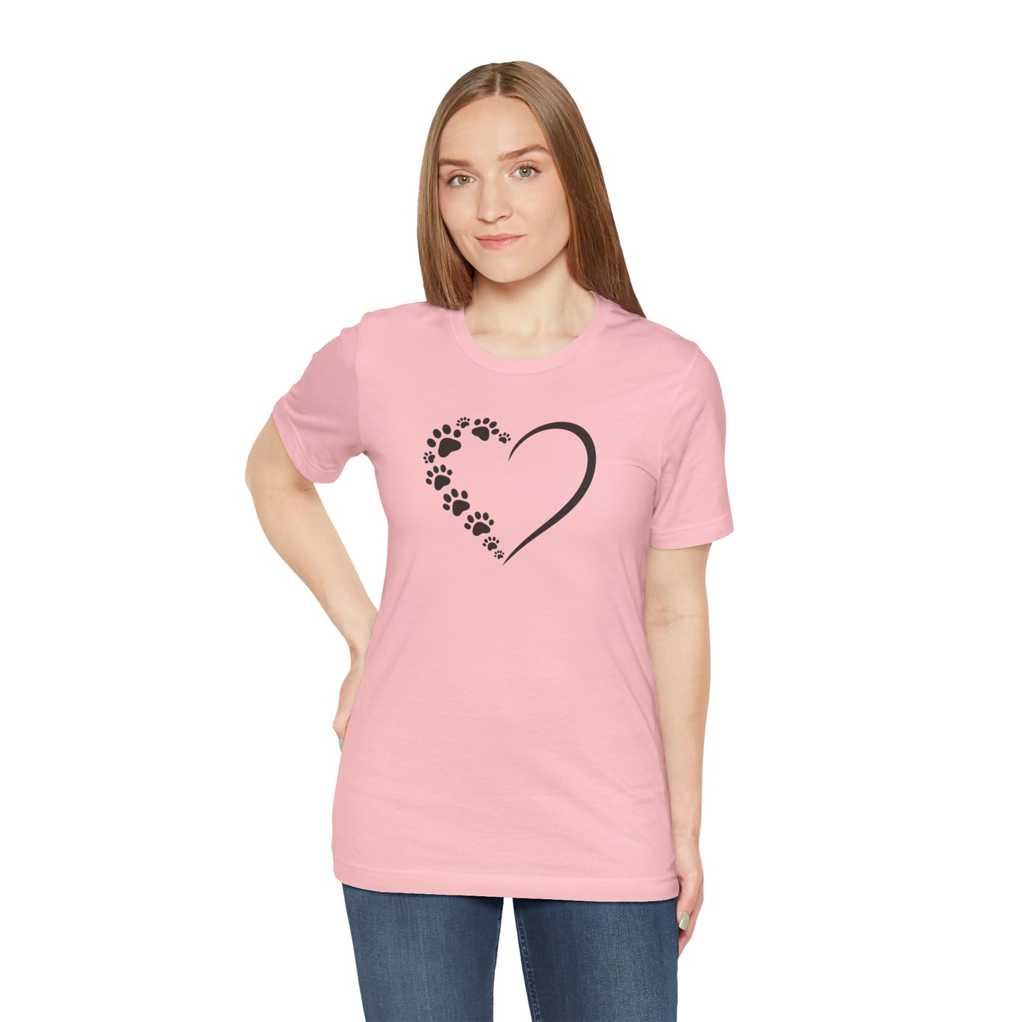 Pet Paw Heart T‑Shirt — Paw Print Heart Graphic Tee for Dog & Cat Lovers