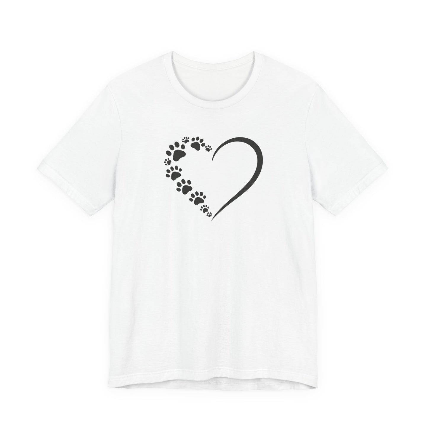 Pet Paw Heart T‑Shirt — Paw Print Heart Graphic Tee for Dog & Cat Lovers