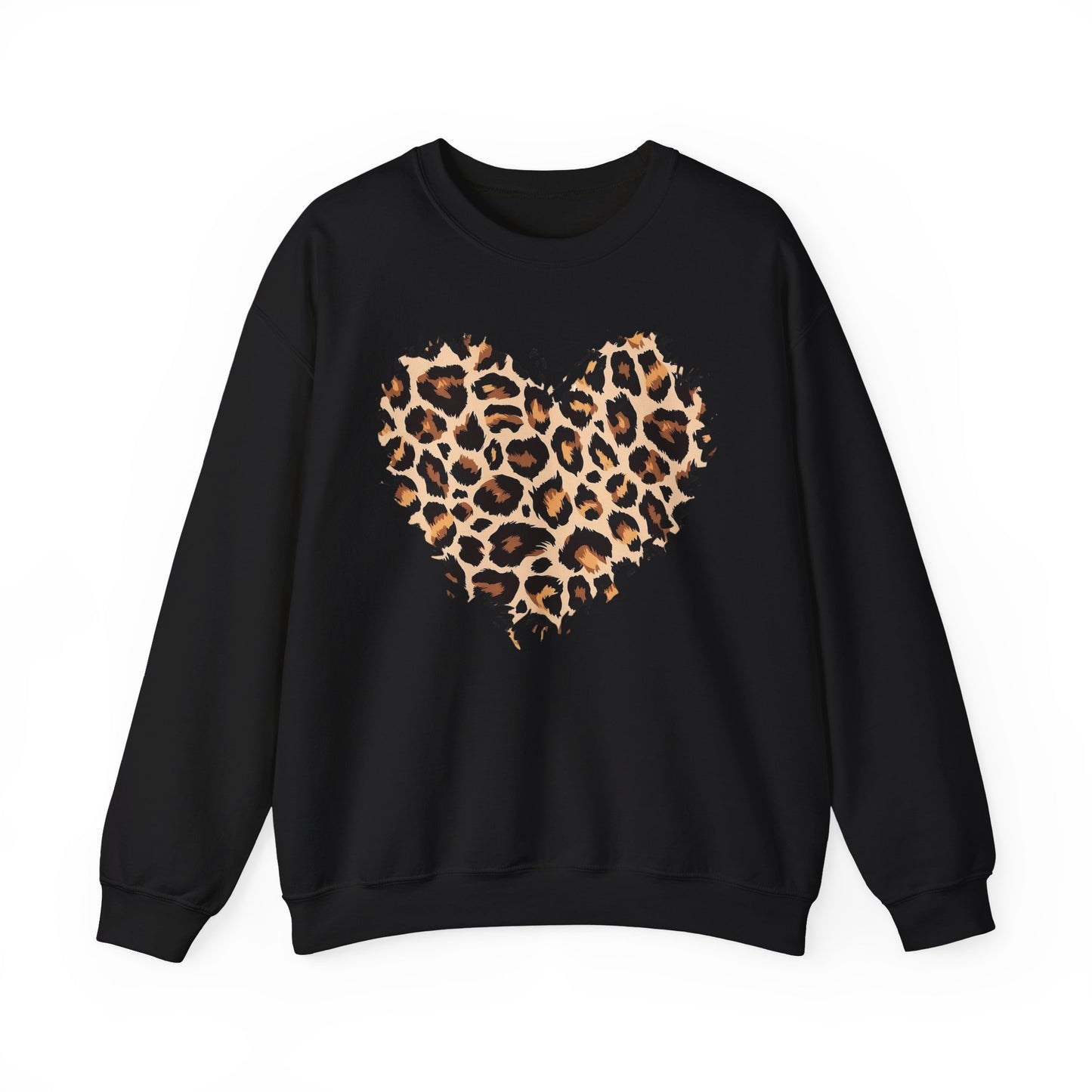 Leopard Heart Crewneck Sweatshirt - Animal Print Heart Pullover