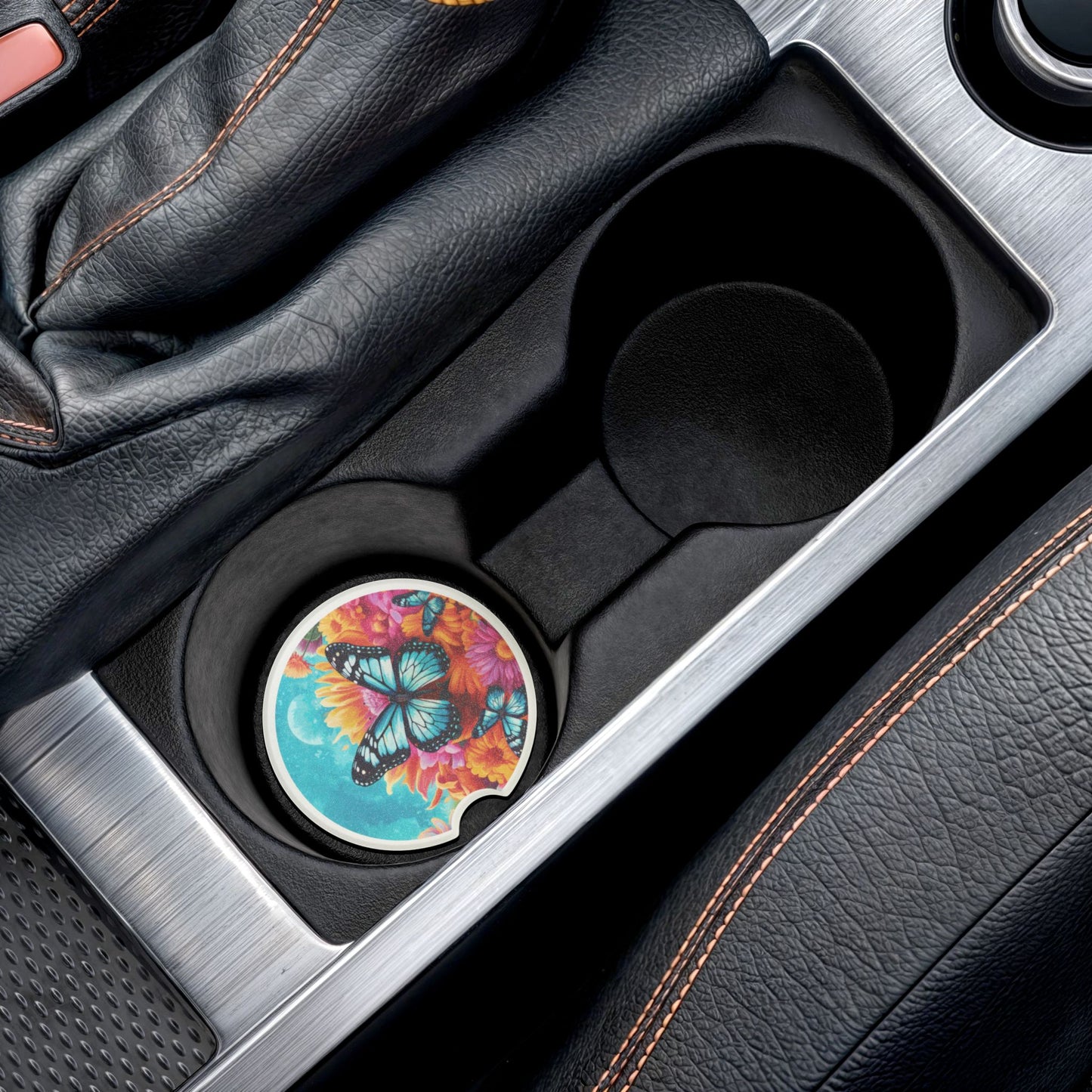 Butterfly Meadow Car Coaster — Soapstone Drink Holder