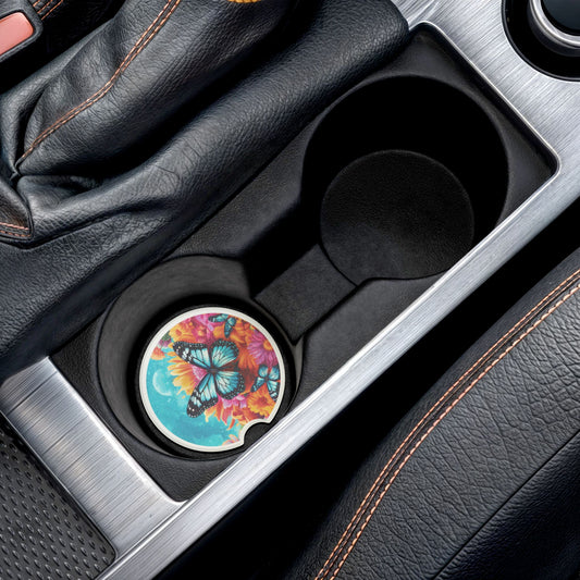 Butterfly Meadow Car Coaster — Soapstone Drink Holder