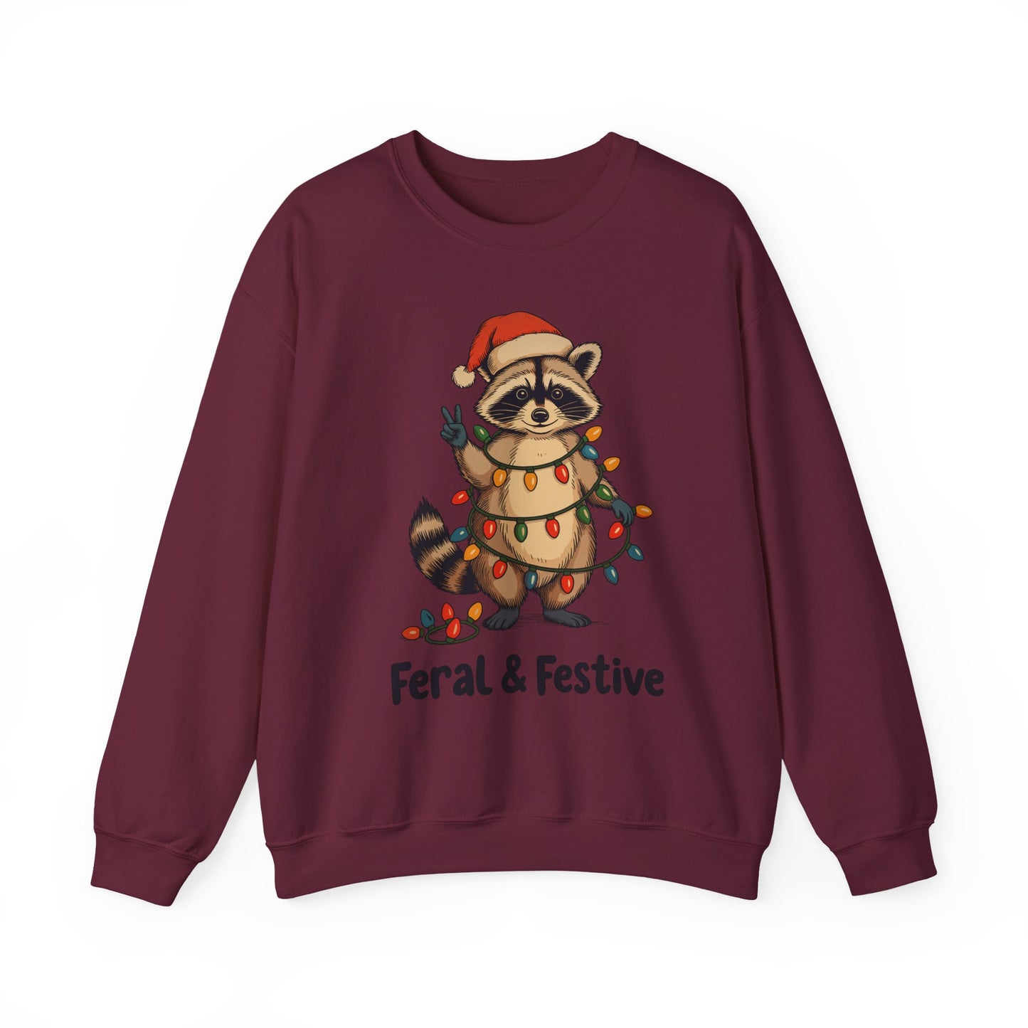 Crewneck Sweatshirt — Feral & Festive Raccoon Christmas Crewneck