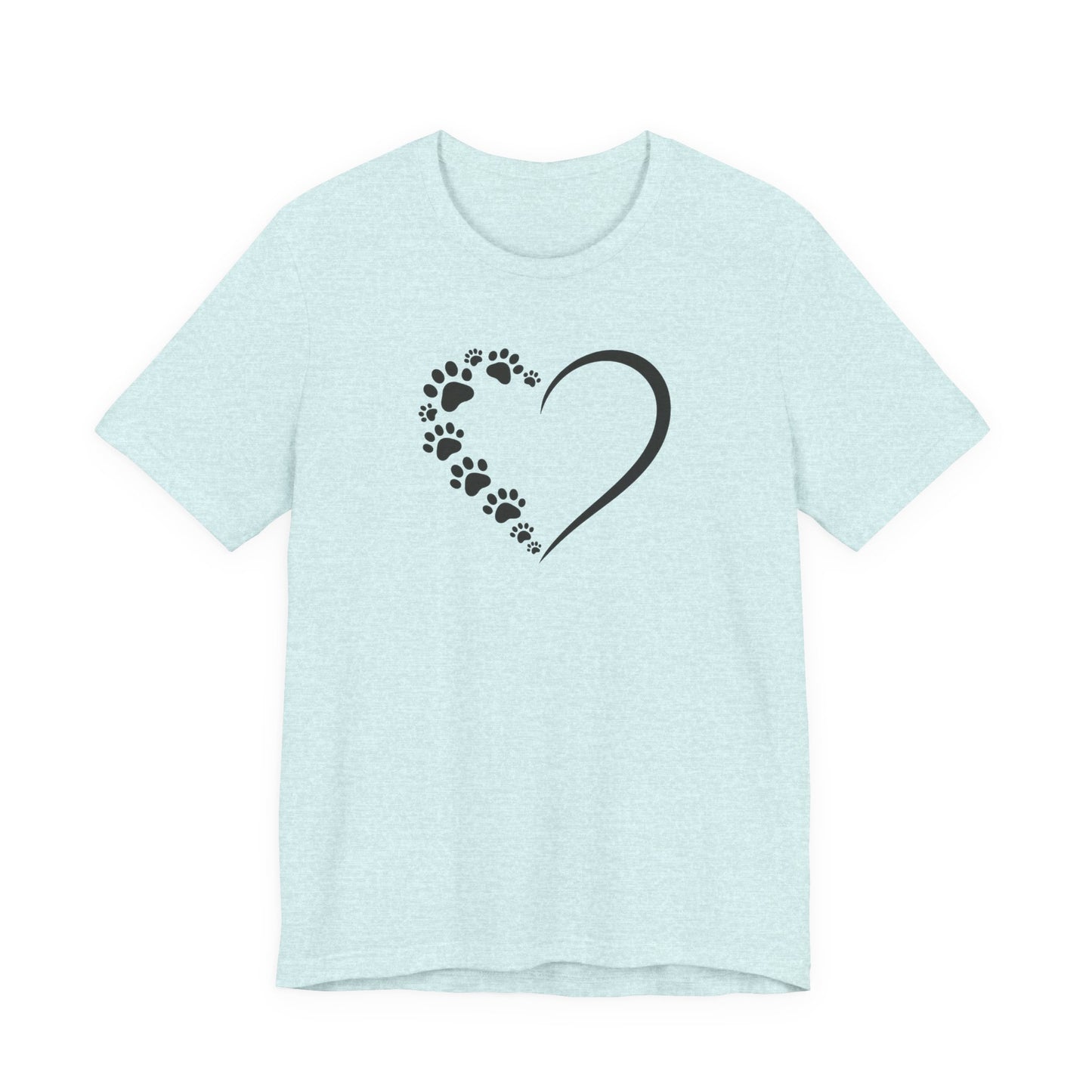 Pet Paw Heart T‑Shirt — Paw Print Heart Graphic Tee for Dog & Cat Lovers