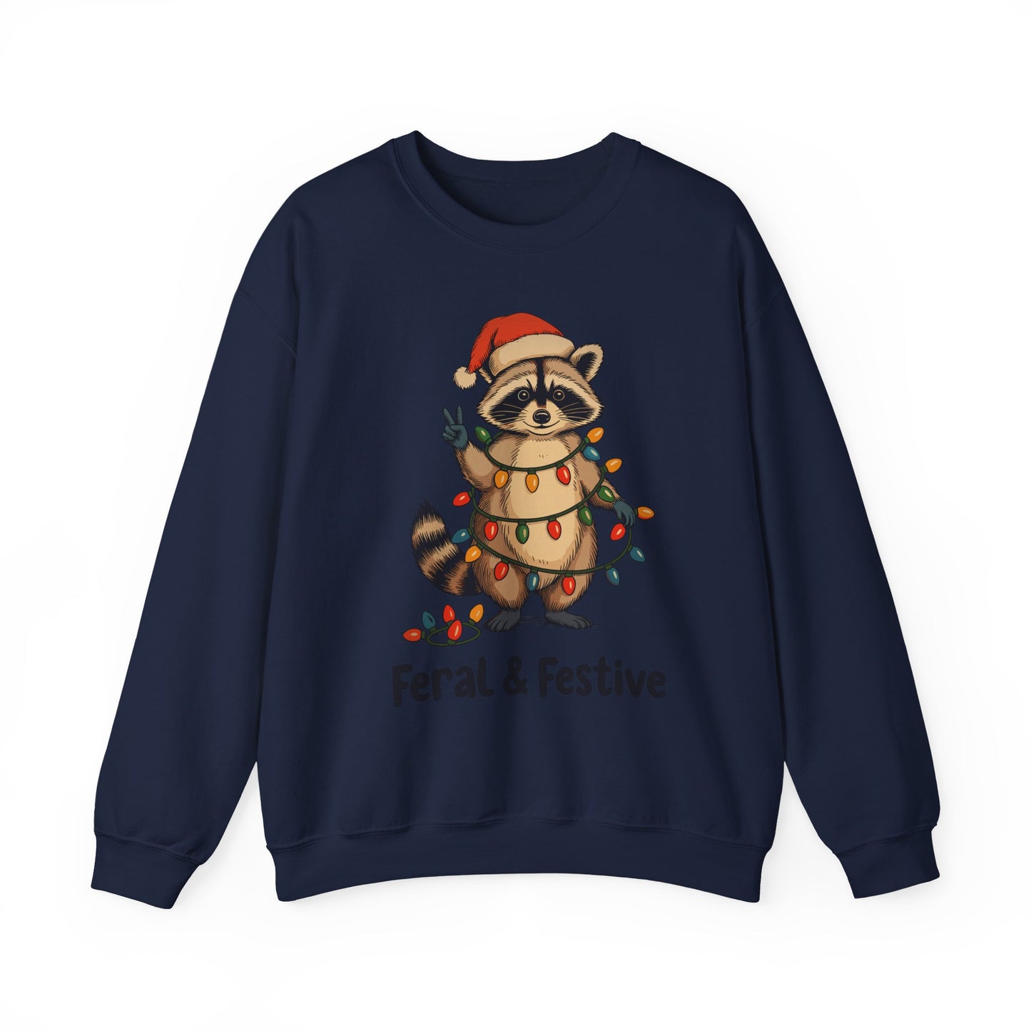 Crewneck Sweatshirt — Feral & Festive Raccoon Christmas Crewneck