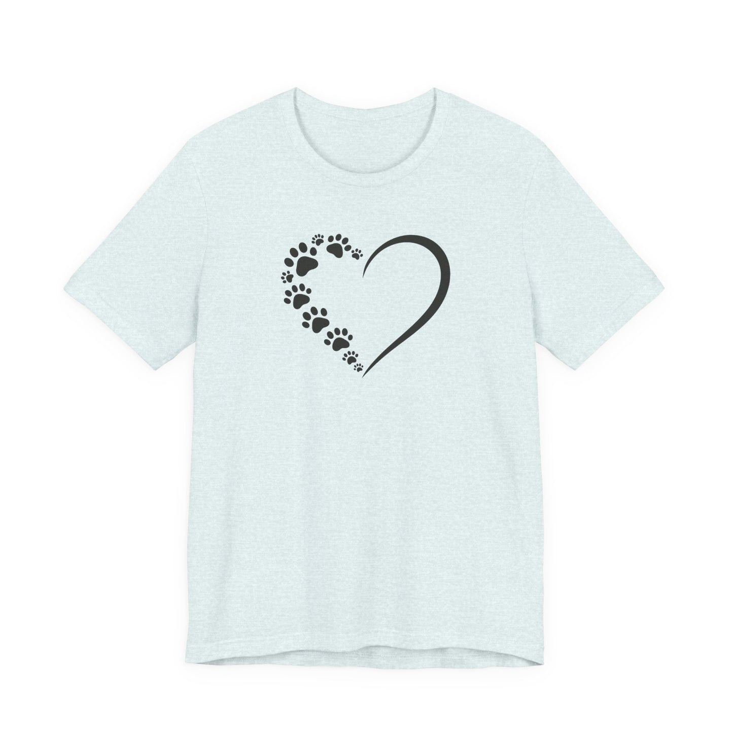 Pet Paw Heart T‑Shirt — Paw Print Heart Graphic Tee for Dog & Cat Lovers