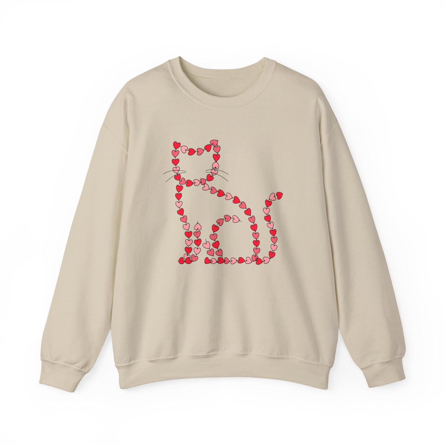 Valentine Cat Heart Pattern Sweatshirt