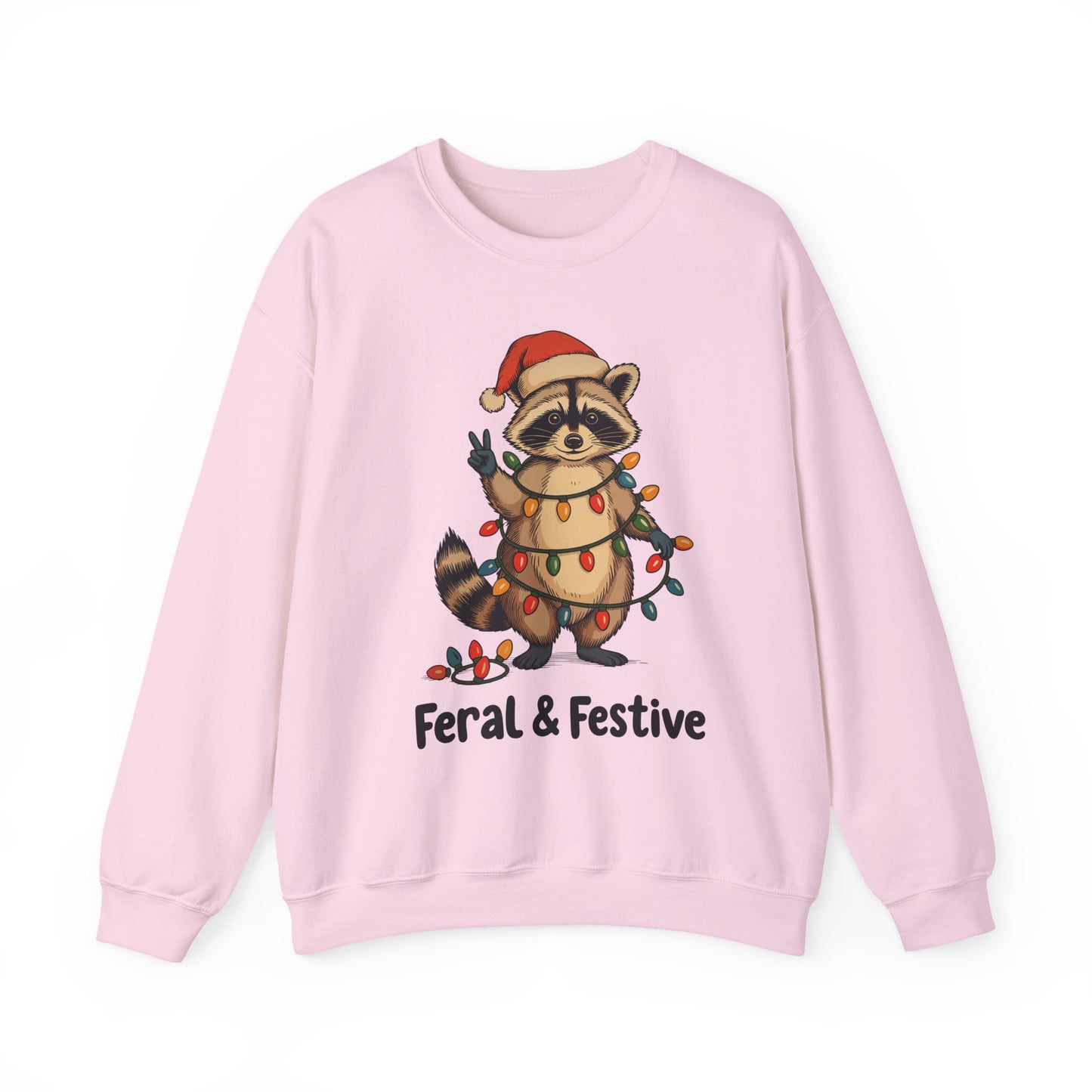 Crewneck Sweatshirt — Feral & Festive Raccoon Christmas Crewneck