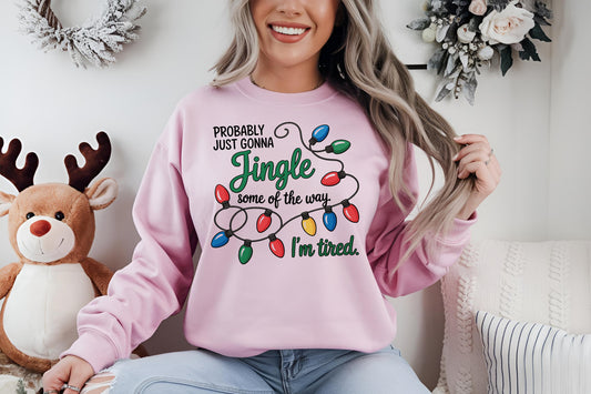 Christmas Jingle Sweatshirt — Cute Saying with String Lights