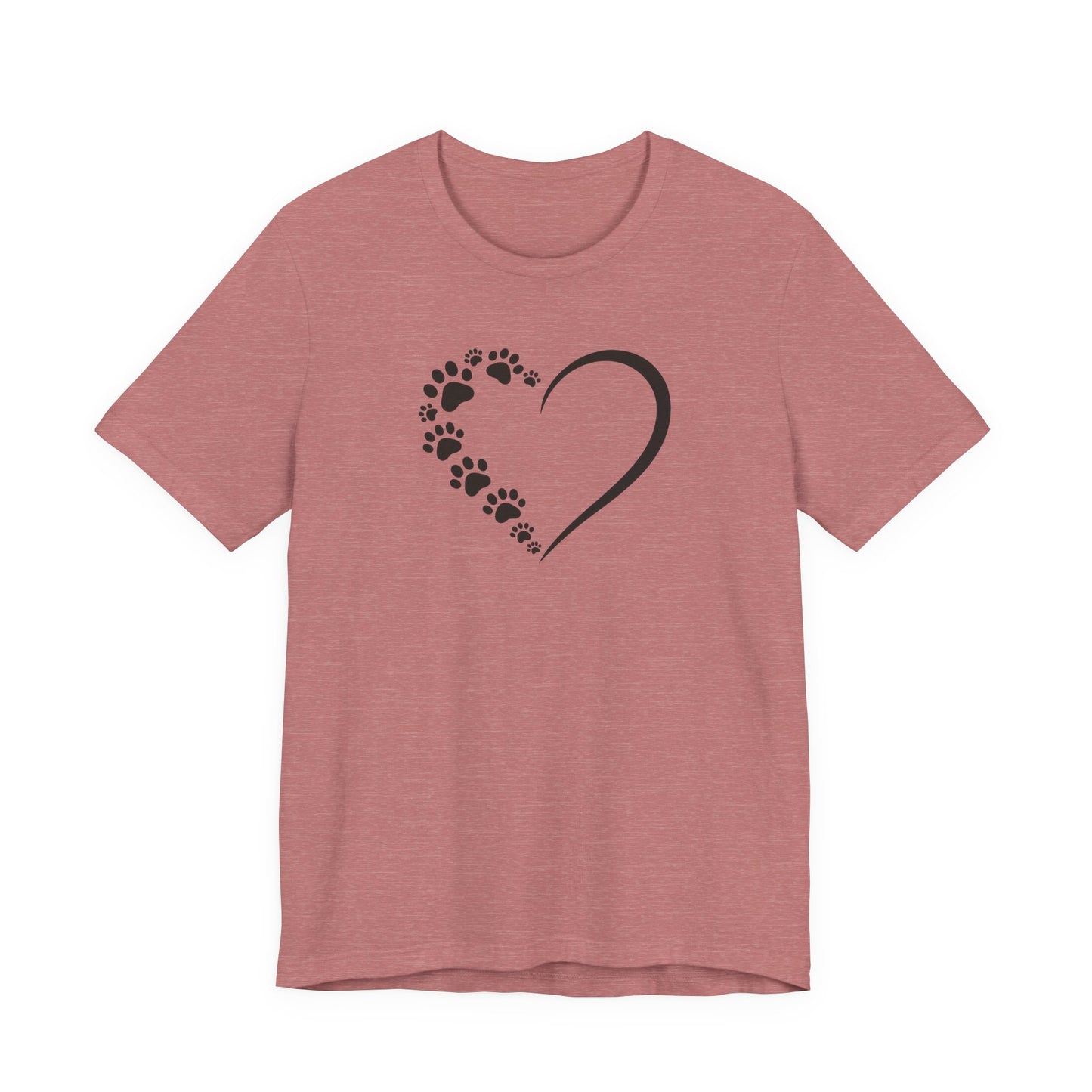Pet Paw Heart T‑Shirt — Paw Print Heart Graphic Tee for Dog & Cat Lovers