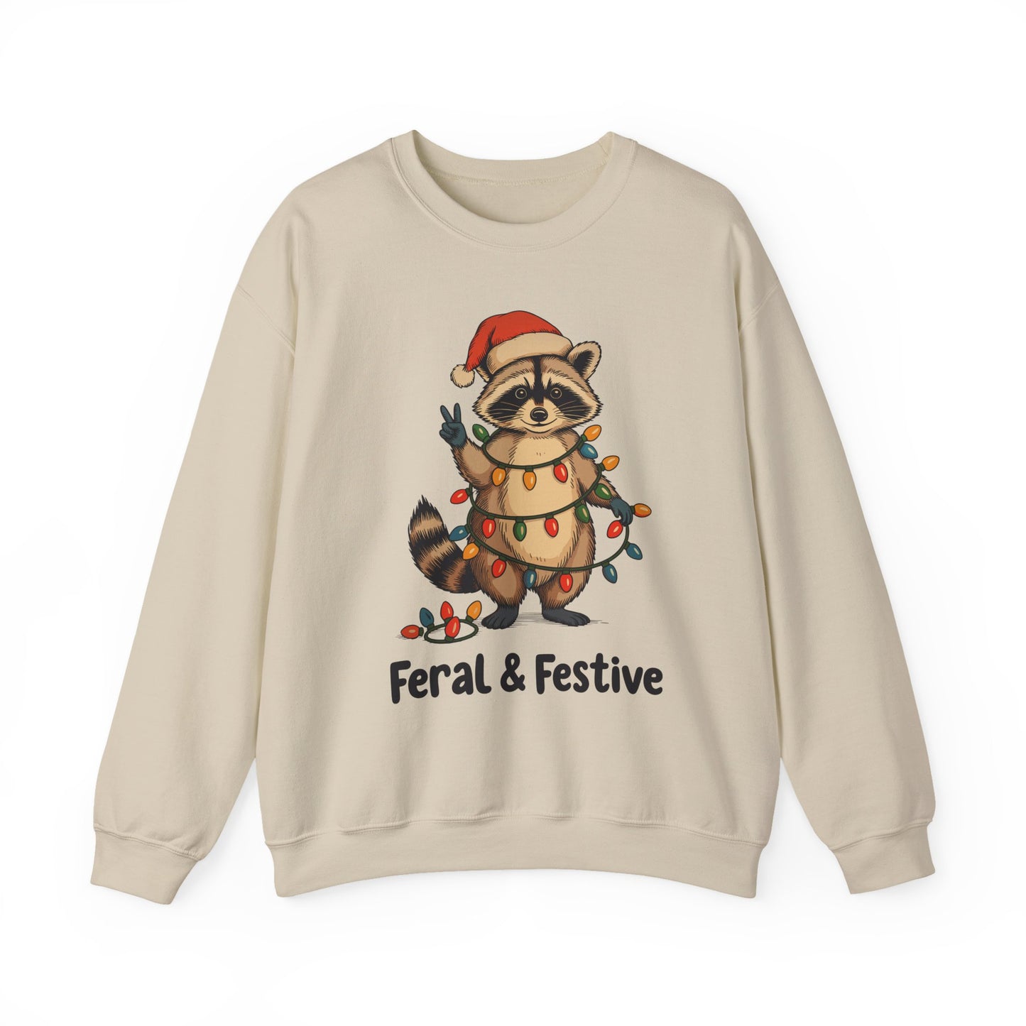 Crewneck Sweatshirt — Feral & Festive Raccoon Christmas Crewneck