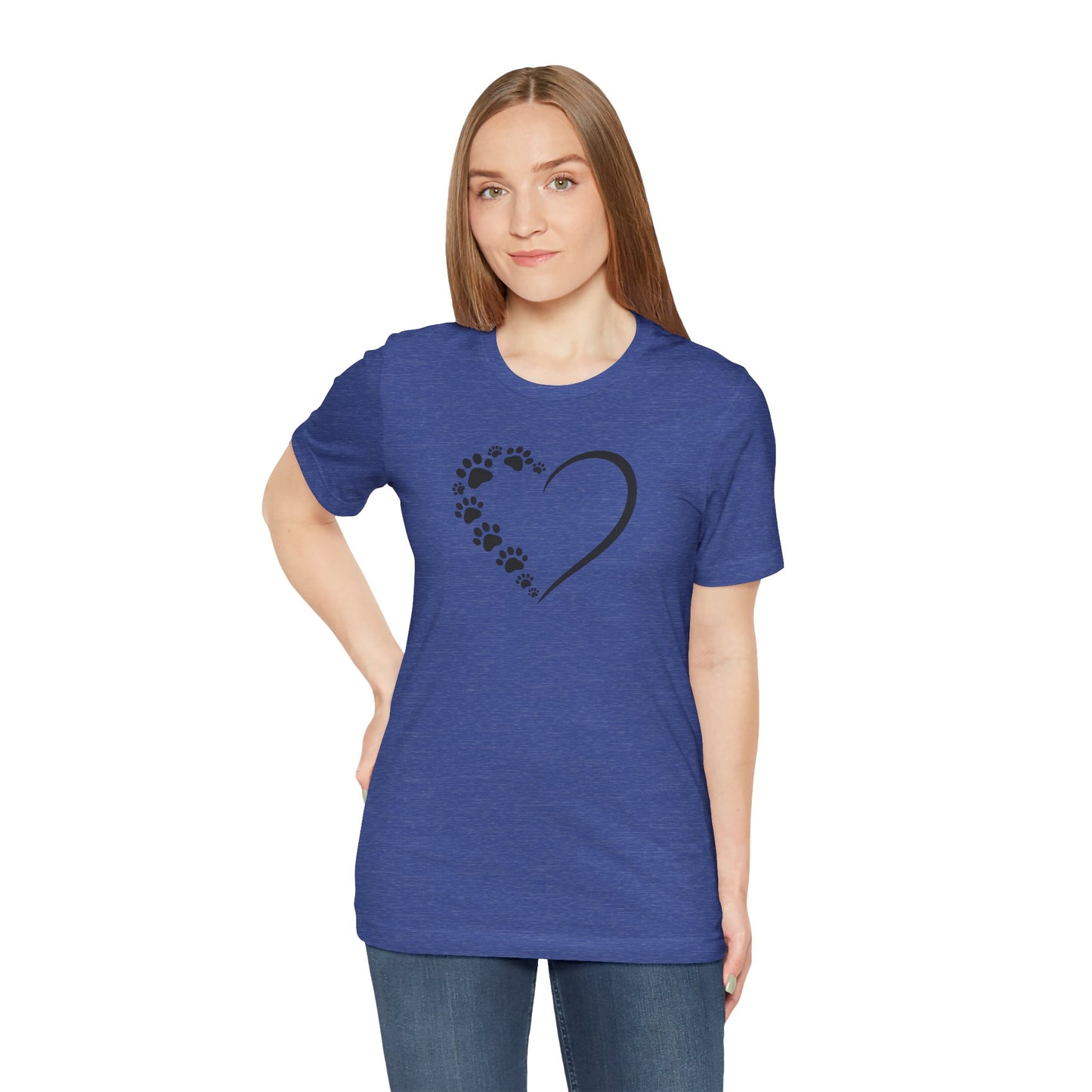 Pet Paw Heart T‑Shirt — Paw Print Heart Graphic Tee for Dog & Cat Lovers