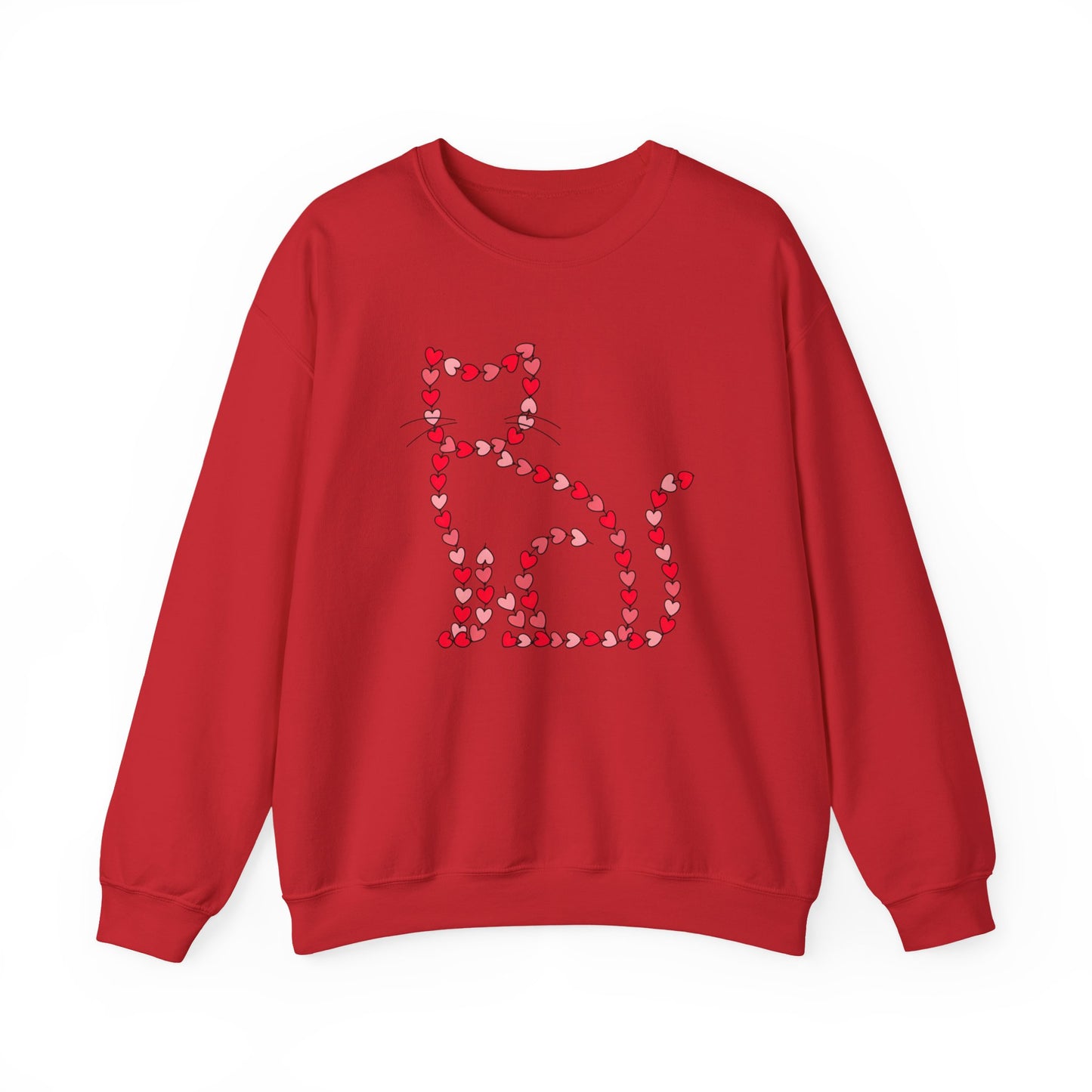 Valentine Cat Heart Pattern Sweatshirt