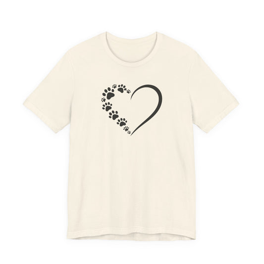 Pet Paw Heart T‑Shirt — Paw Print Heart Graphic Tee for Dog & Cat Lovers