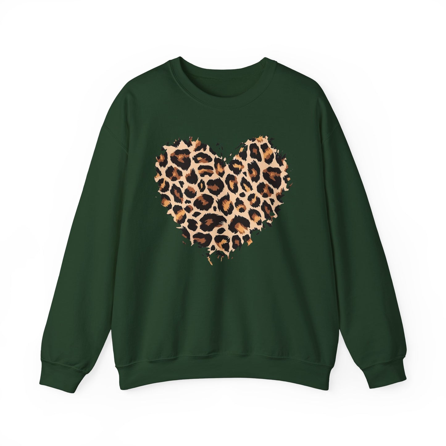 Leopard Heart Crewneck Sweatshirt - Animal Print Heart Pullover