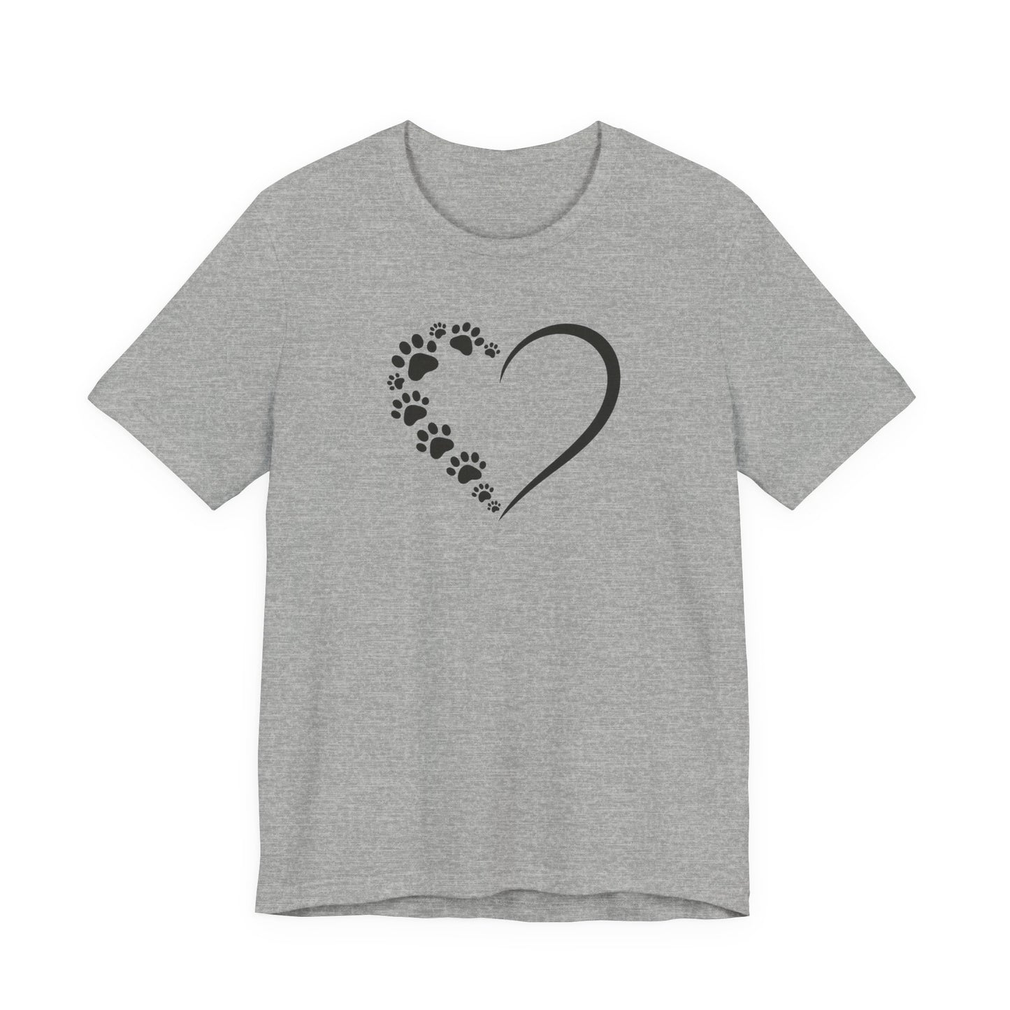 Pet Paw Heart T‑Shirt — Paw Print Heart Graphic Tee for Dog & Cat Lovers