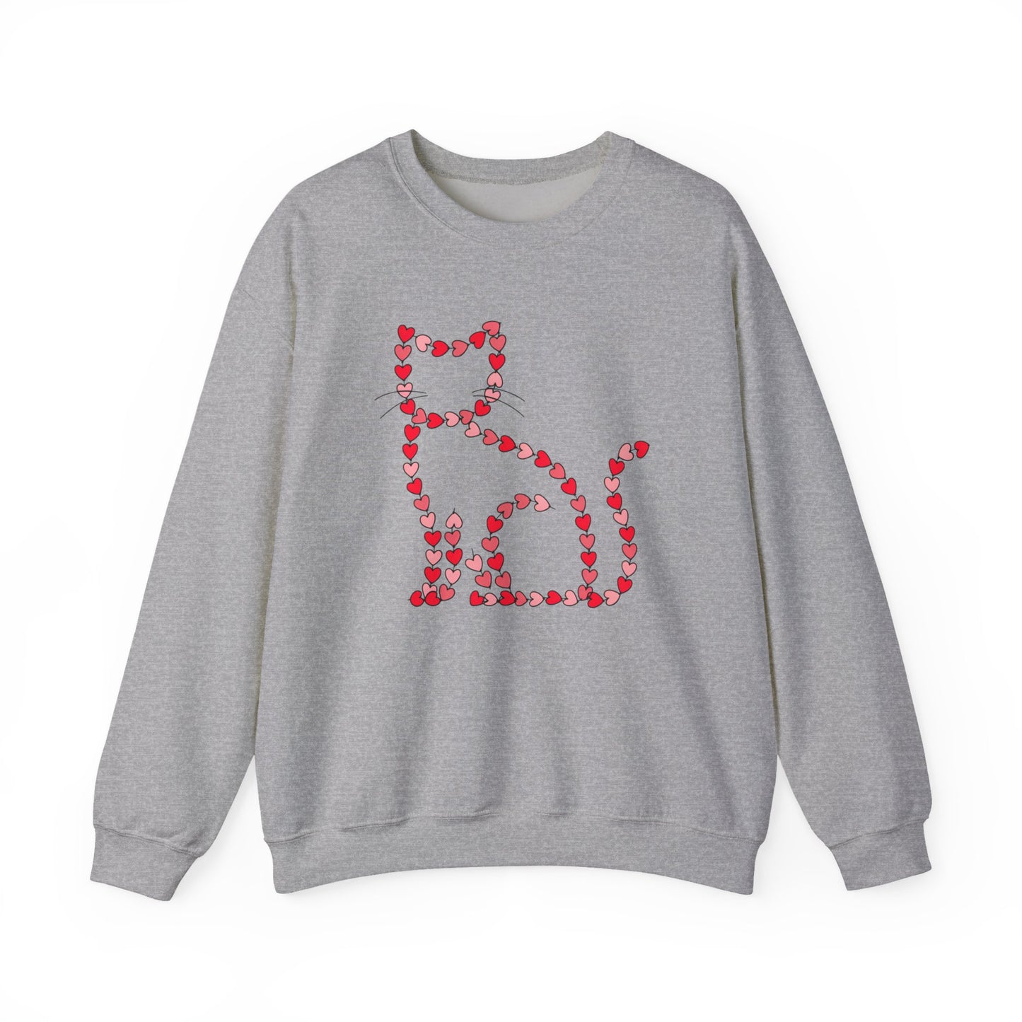 Valentine Cat Heart Pattern Sweatshirt