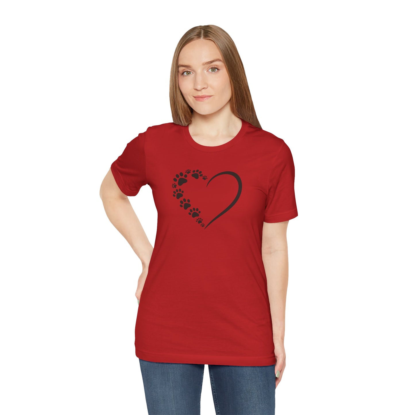 Pet Paw Heart T‑Shirt — Paw Print Heart Graphic Tee for Dog & Cat Lovers