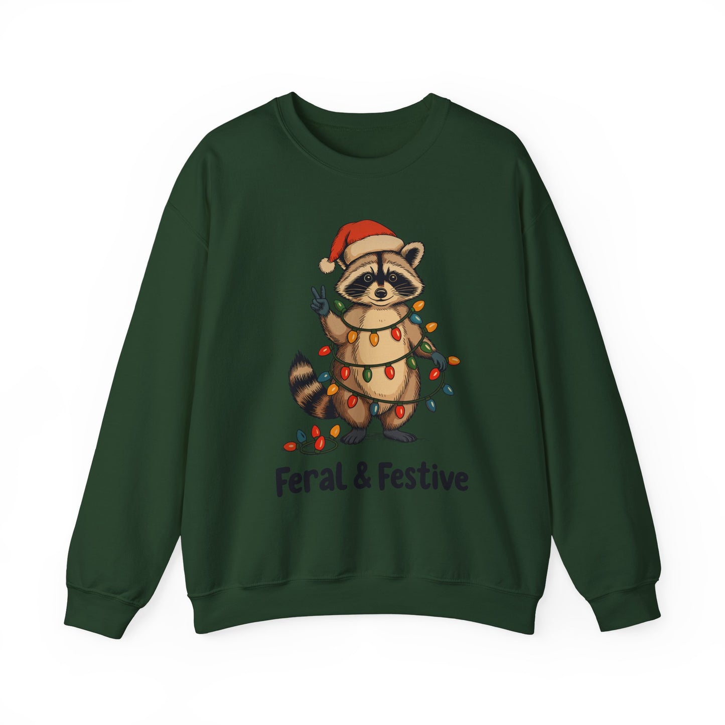 Crewneck Sweatshirt — Feral & Festive Raccoon Christmas Crewneck