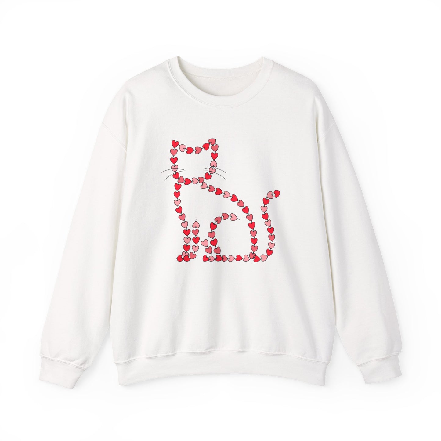 Valentine Cat Heart Pattern Sweatshirt