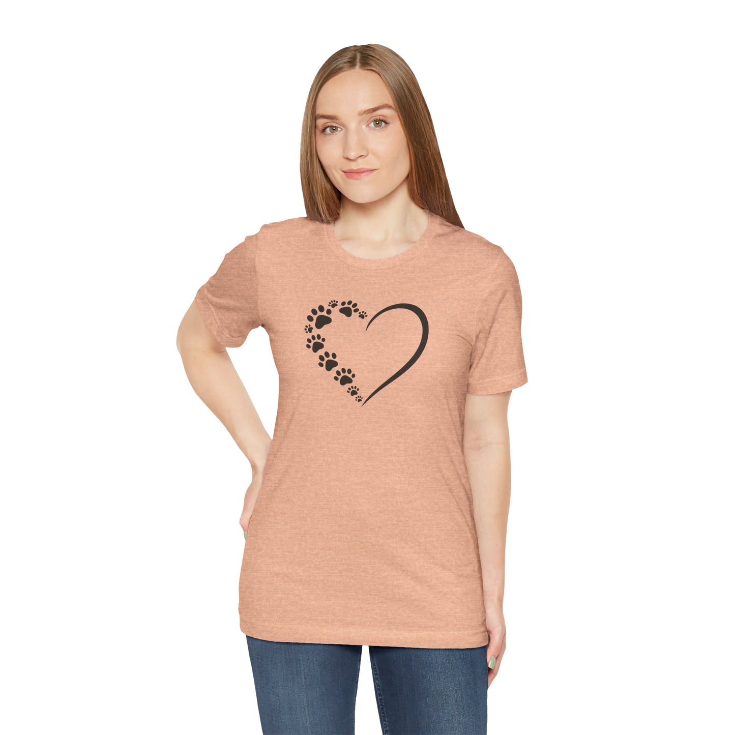Pet Paw Heart T‑Shirt — Paw Print Heart Graphic Tee for Dog & Cat Lovers
