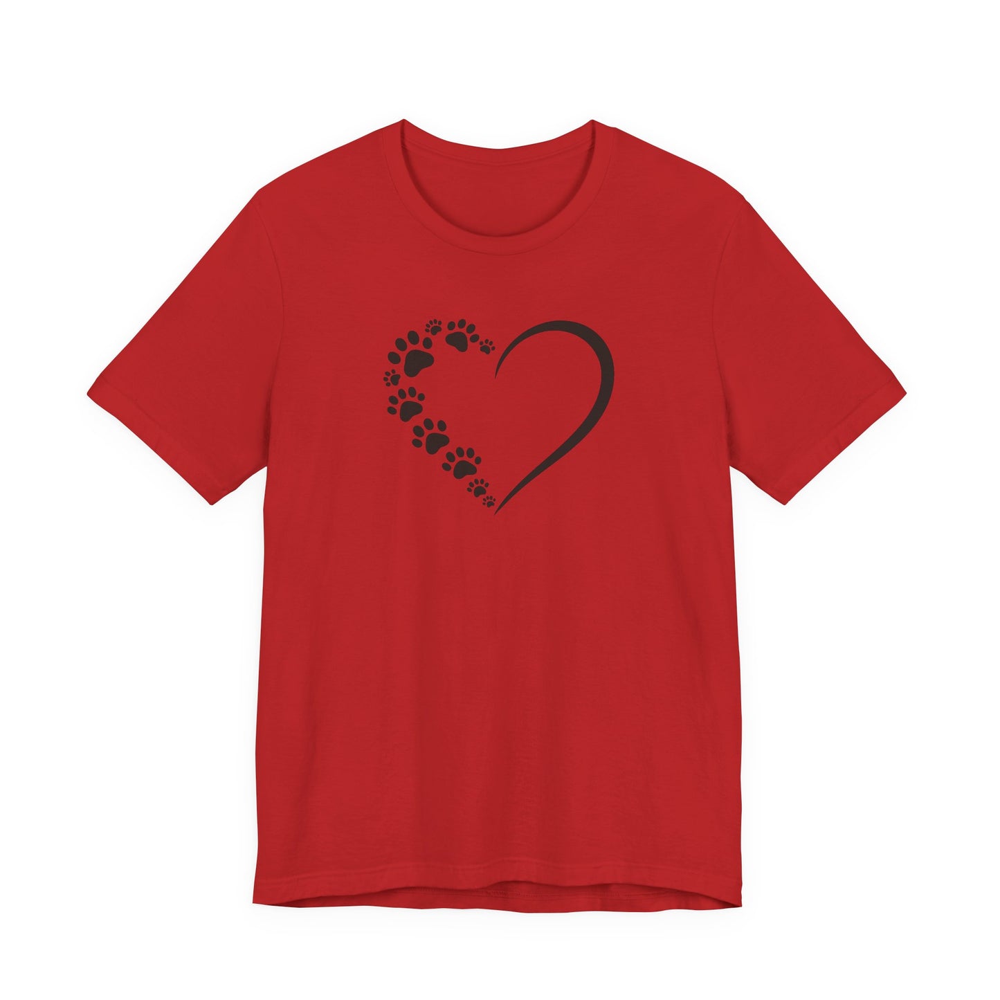 Pet Paw Heart T‑Shirt — Paw Print Heart Graphic Tee for Dog & Cat Lovers