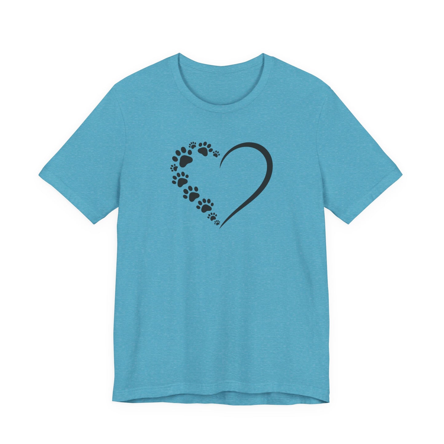 Pet Paw Heart T‑Shirt — Paw Print Heart Graphic Tee for Dog & Cat Lovers