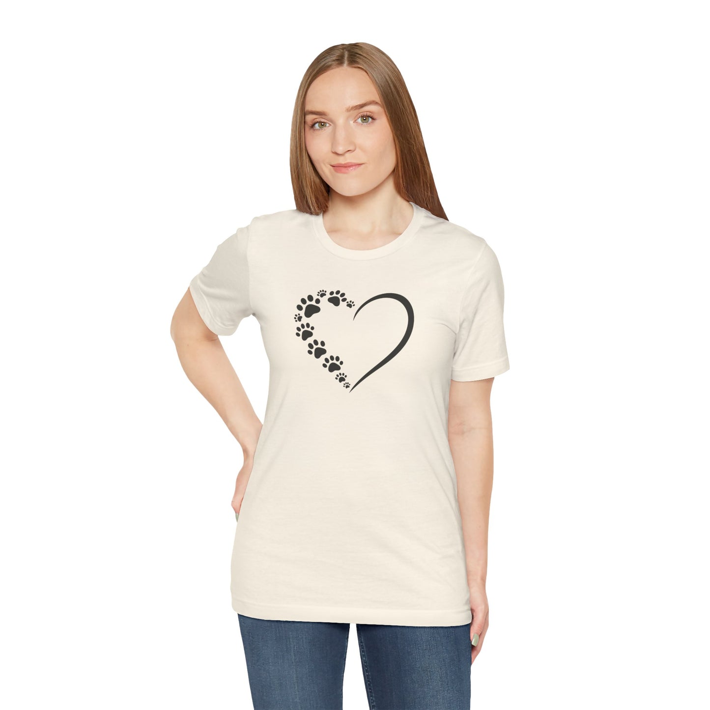 Pet Paw Heart T‑Shirt — Paw Print Heart Graphic Tee for Dog & Cat Lovers
