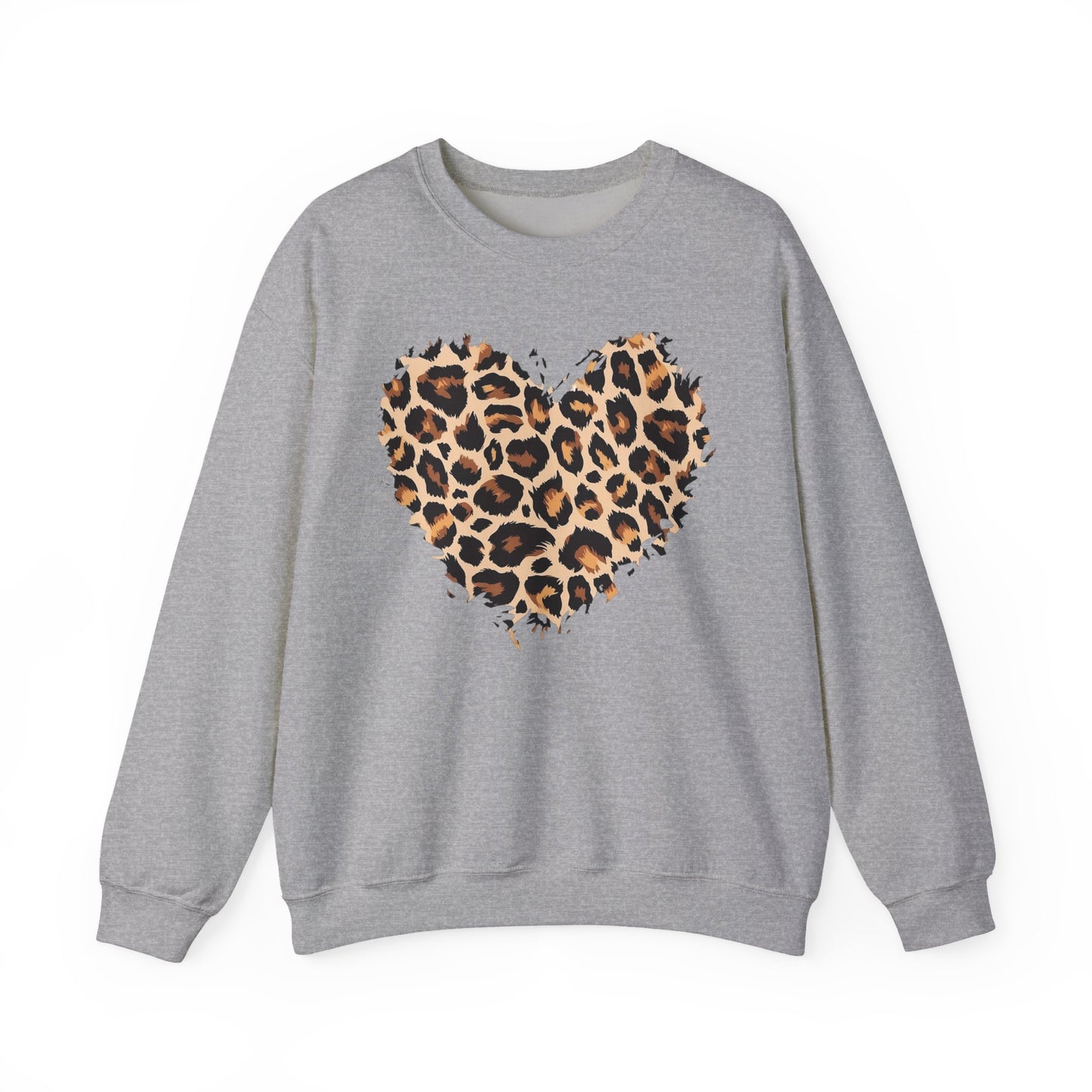 Leopard Heart Crewneck Sweatshirt - Animal Print Heart Pullover