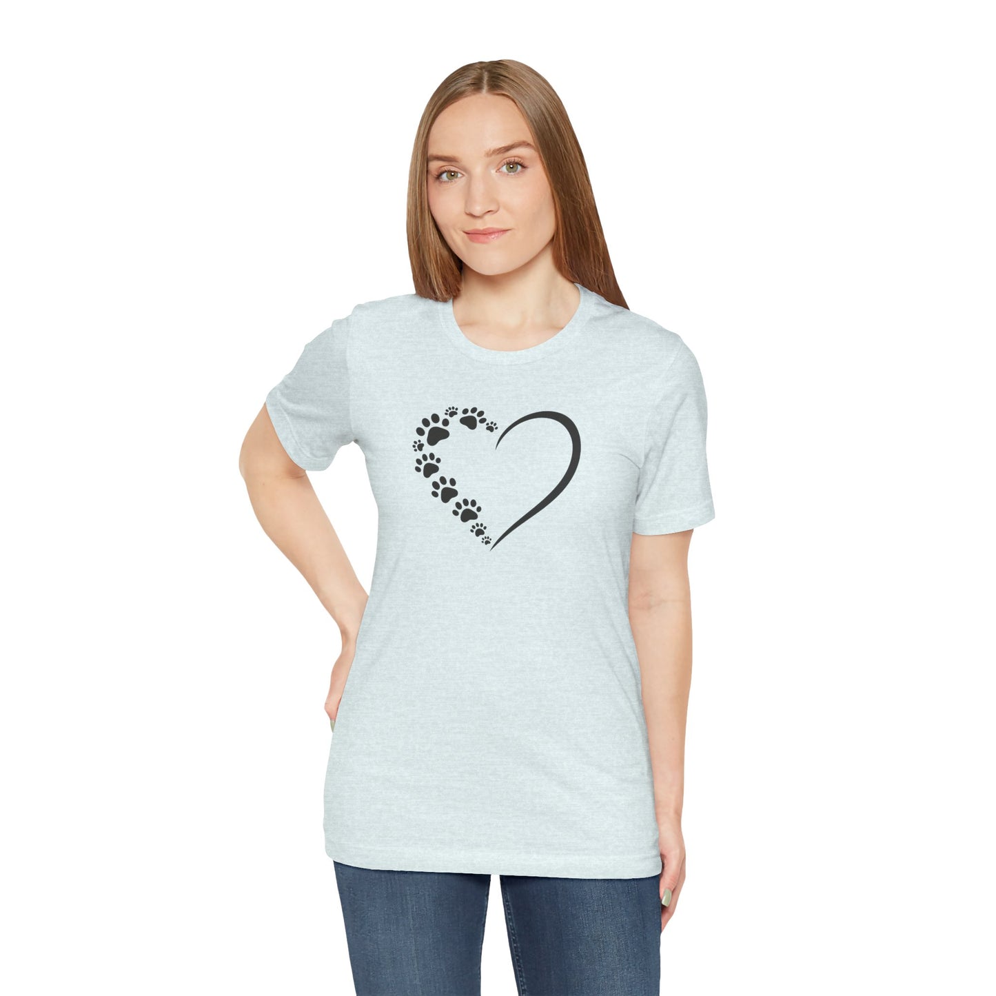 Pet Paw Heart T‑Shirt — Paw Print Heart Graphic Tee for Dog & Cat Lovers