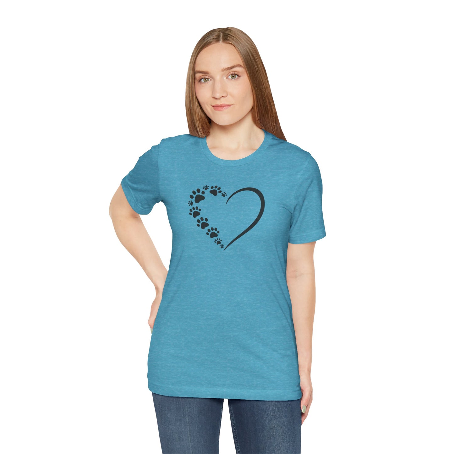 Pet Paw Heart T‑Shirt — Paw Print Heart Graphic Tee for Dog & Cat Lovers