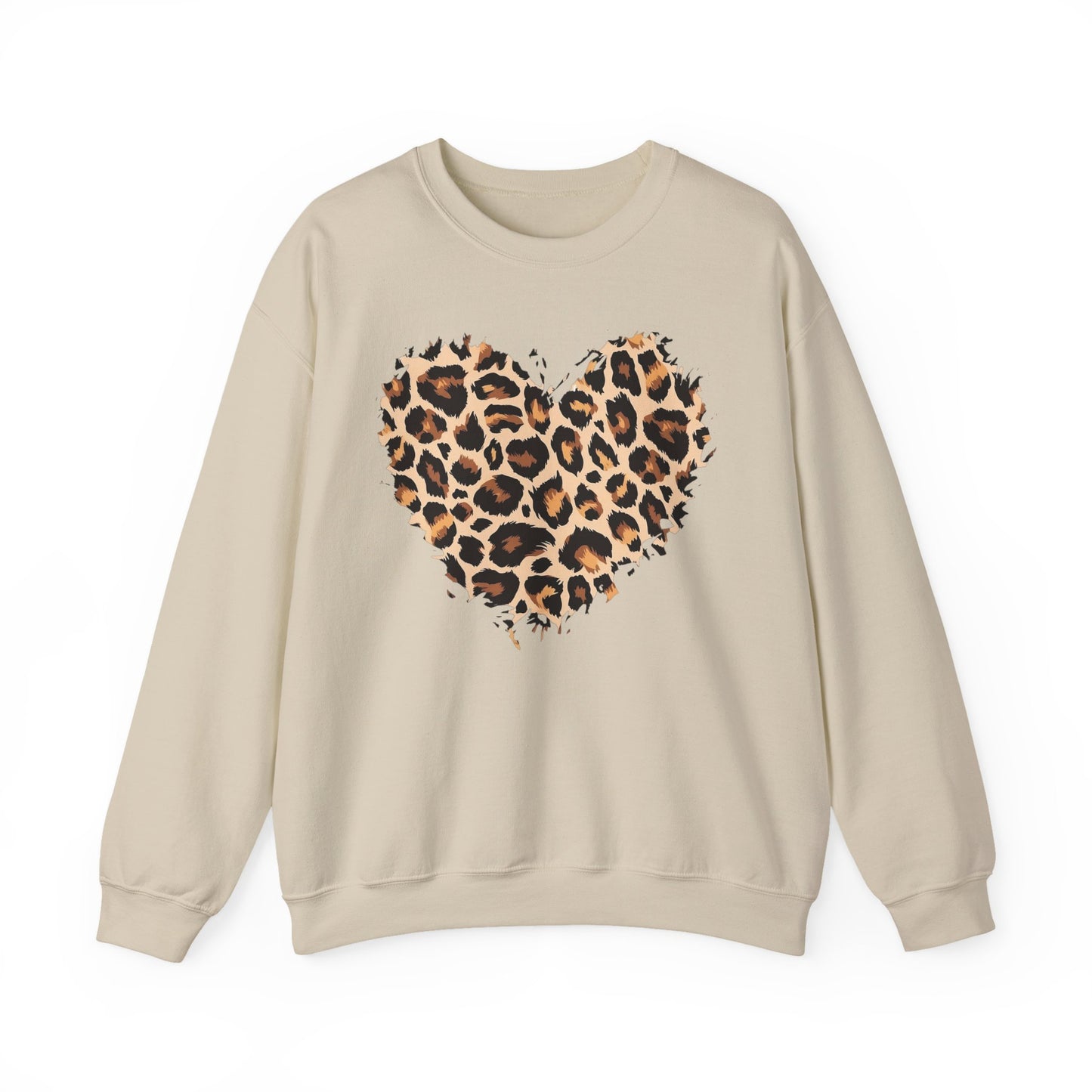 Leopard Heart Crewneck Sweatshirt - Animal Print Heart Pullover