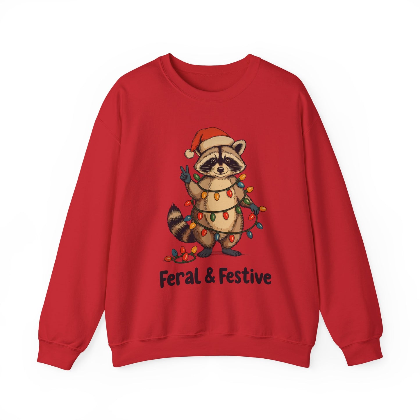 Crewneck Sweatshirt — Feral & Festive Raccoon Christmas Crewneck