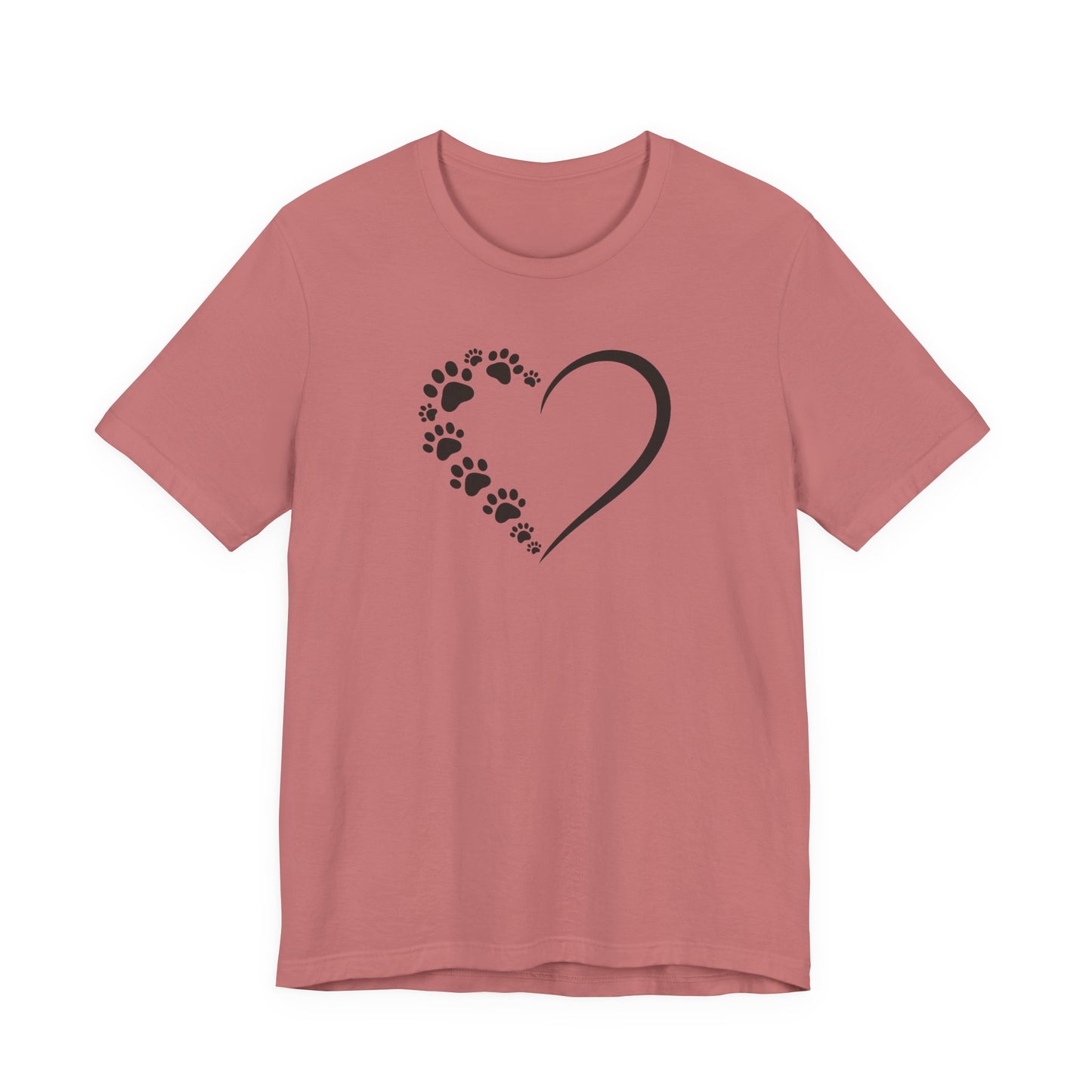 Pet Paw Heart T‑Shirt — Paw Print Heart Graphic Tee for Dog & Cat Lovers