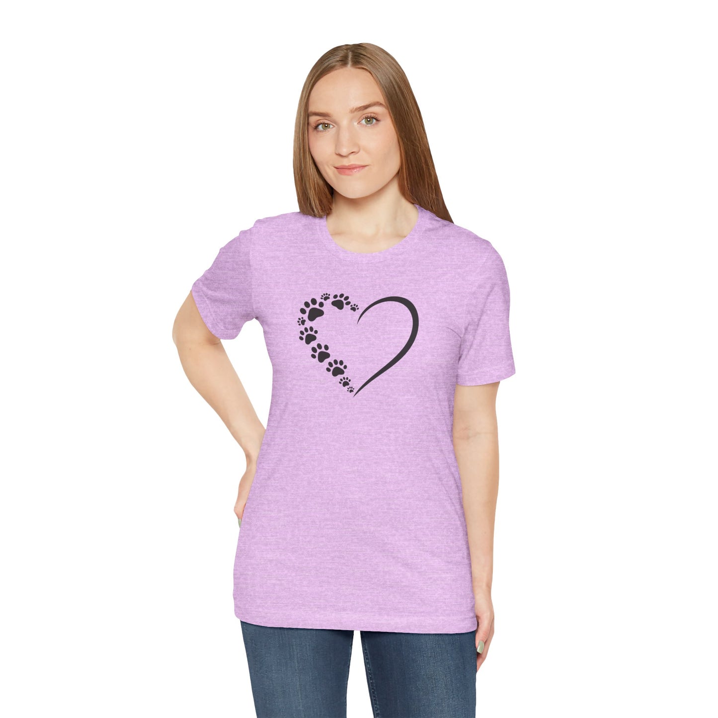 Pet Paw Heart T‑Shirt — Paw Print Heart Graphic Tee for Dog & Cat Lovers
