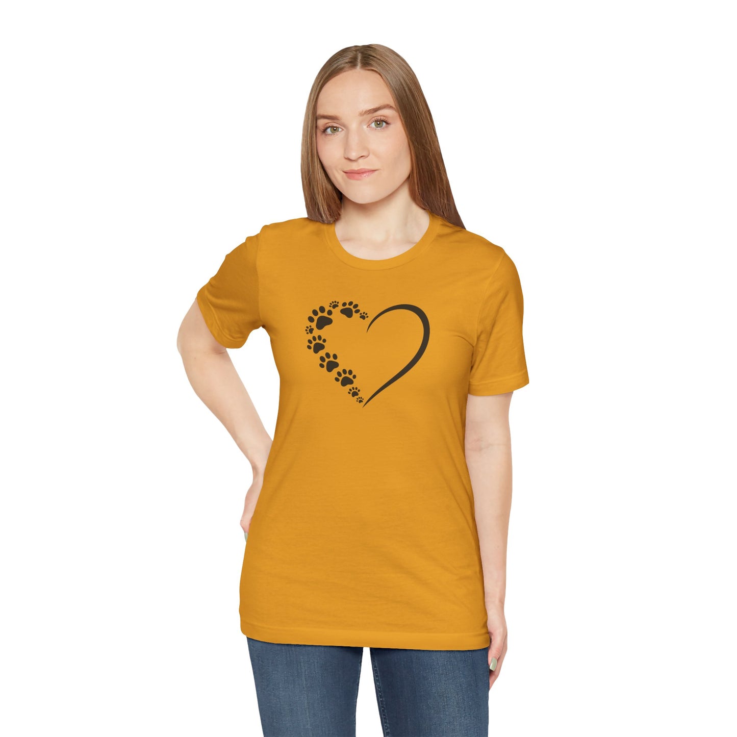 Pet Paw Heart T‑Shirt — Paw Print Heart Graphic Tee for Dog & Cat Lovers