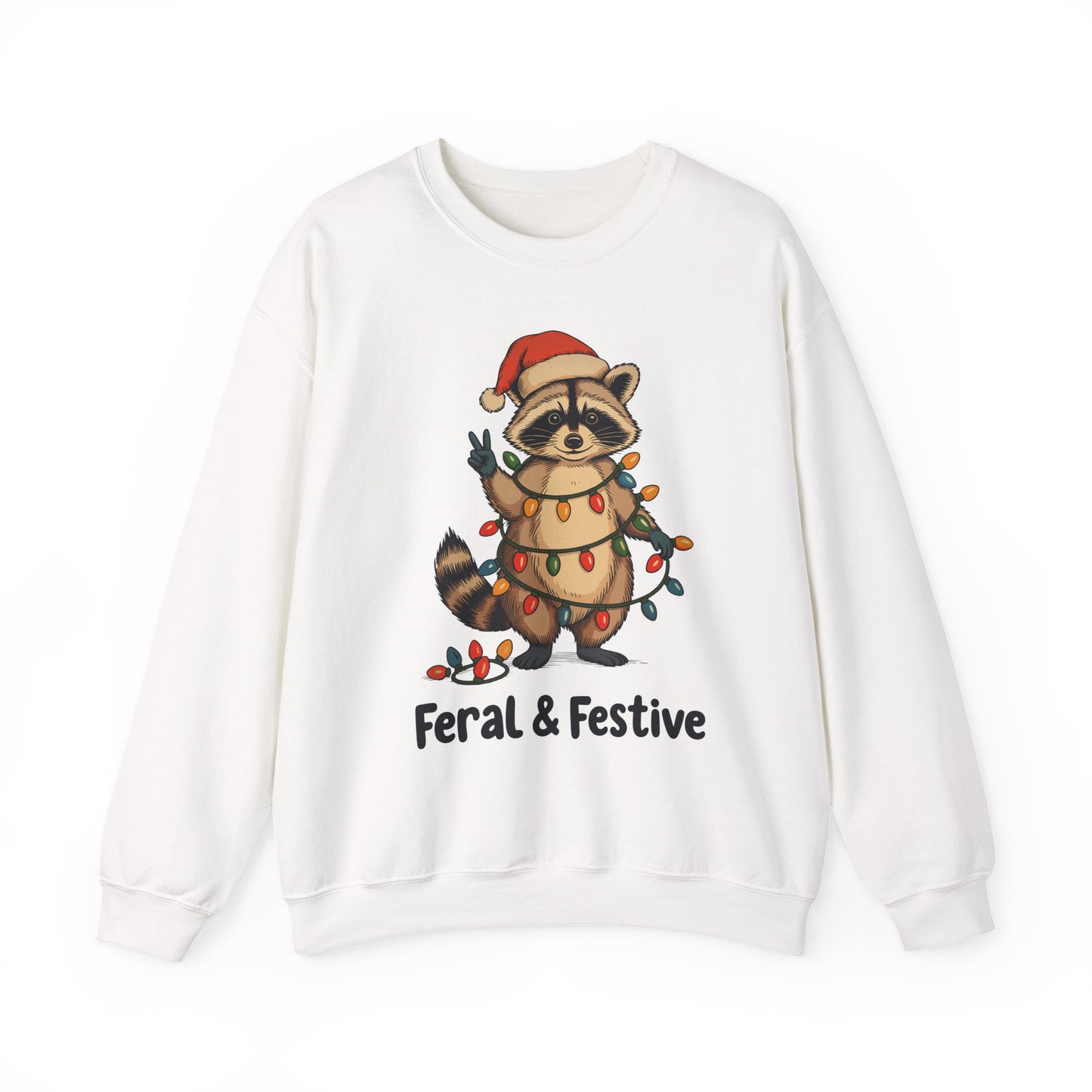 Crewneck Sweatshirt — Feral & Festive Raccoon Christmas Crewneck